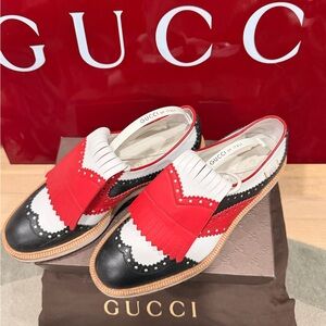 Gucci Black, Red, and White Women's Loafers
